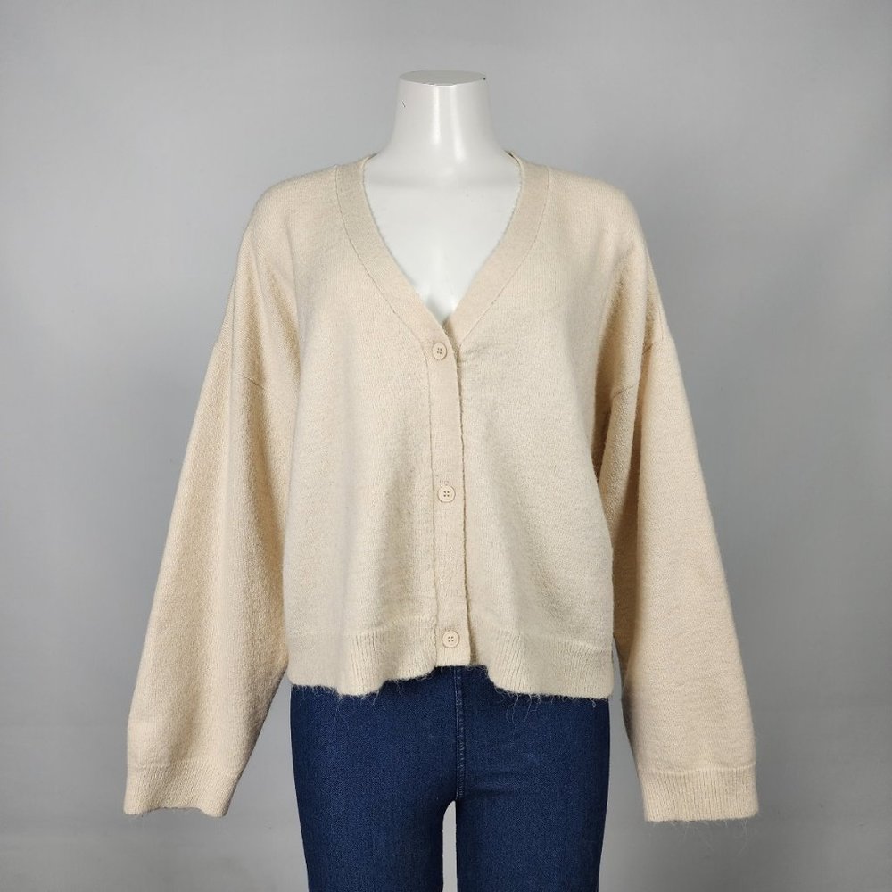 Oak & Fort Cream Knit Oversize Button Cardigan Size L